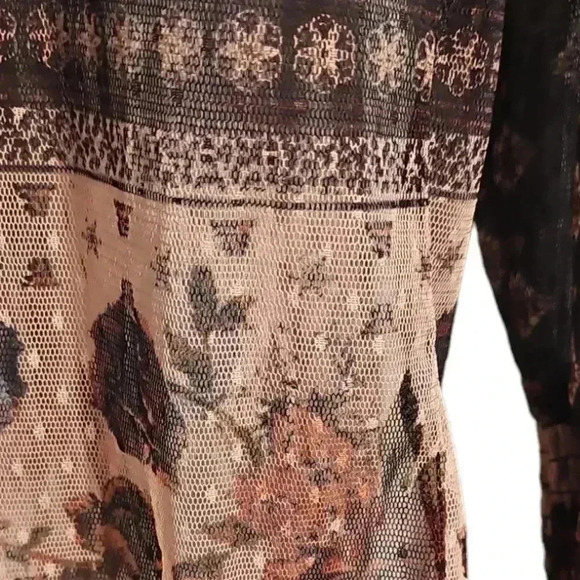 Maurices Sheer Mock Neck Blouse Women's Sz. LARGE  Floral Boho - Picture 3 of 6